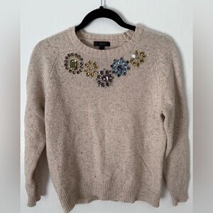 J.Crew Lambswool Blend Jeweled Donegal Pullover Speckled Knit Sweater – Size S